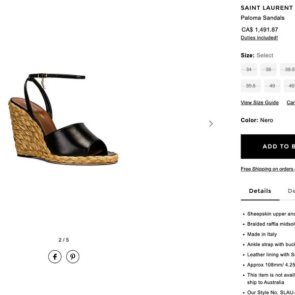 Saint Laurent Paloma Sandals Size 38 - Picture 3 of 14